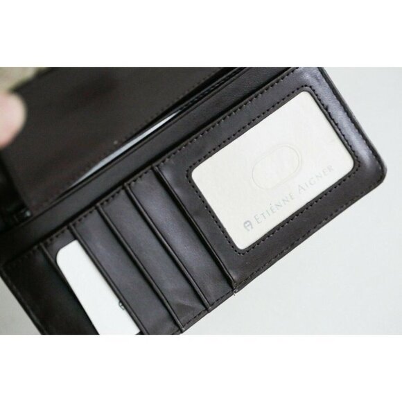 Brand New Etienne Aigner Canvas Leather Monogram  Large Tri Fold Wallet - Picture 2 of 10